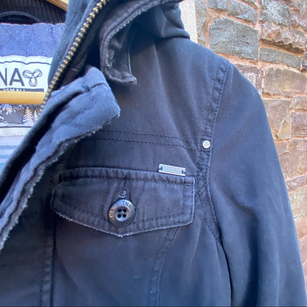 ✨TNA ARTIZIA BOMBER FLANNEL LINED WINTER JACKET WITH DETACHABLE HOOD XS - Picture 12 of 15
